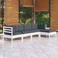 vidaXL, vidaXL 5-tlg. Garten-Lounge-Set mit Kissen Weiß Kiefernholz