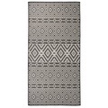vidaXL, vidaXL Outdoor-Teppich Flachgewebe 100x200 cm Schwarz Gestreift