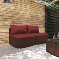 vidaXL, vidaXL 2-tlg. Garten-Lounge-Set mit Kissen Poly Rattan Braun