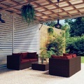 vidaXL, vidaXL 5-tlg. Garten-Lounge-Set mit Kissen Poly Rattan Braun