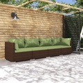 vidaXL, vidaXL 4-tlg. Garten-Lounge-Set mit Kissen Poly Rattan Braun