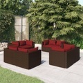 vidaXL, vidaXL 8-tlg. Garten-Lounge-Set mit Kissen Poly Rattan Braun