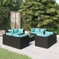 vidaXL, vidaXL 9-tlg. Garten-Lounge-Set mit Kissen Poly Rattan Schwarz