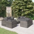 vidaXL, vidaXL 9-tlg. Garten-Lounge-Set mit Kissen Poly Rattan Grau