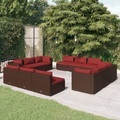 vidaXL, vidaXL 12-tlg. Garten-Lounge-Set mit Kissen Poly Rattan Braun