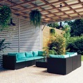 vidaXL, vidaXL 8-tlg. Garten-Lounge-Set mit Kissen Poly Rattan Schwarz