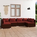 vidaXL, vidaXL 6-tlg. Garten-Lounge-Set mit Kissen Poly Rattan Braun