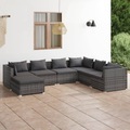 vidaXL, vidaXL 7-tlg. Garten-Lounge-Set mit Kissen Poly Rattan Grau