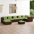 vidaXL, vidaXL 8-tlg. Garten-Lounge-Set mit Kissen Poly Rattan Braun