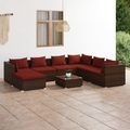 vidaXL, vidaXL 8-tlg. Garten-Lounge-Set mit Kissen Poly Rattan Braun
