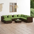 vidaXL, vidaXL 8-tlg. Garten-Lounge-Set mit Kissen Poly Rattan Braun