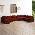 vidaXL, vidaXL 8-tlg. Garten-Lounge-Set mit Kissen Poly Rattan Braun