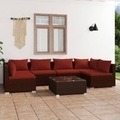 vidaXL, vidaXL 7-tlg. Garten-Lounge-Set mit Kissen Poly Rattan Braun