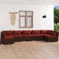 vidaXL, vidaXL 7-tlg. Garten-Lounge-Set mit Kissen Poly Rattan Braun