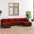 vidaXL, vidaXL 6-tlg. Garten-Lounge-Set mit Kissen Poly Rattan Braun