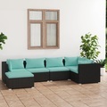 vidaXL, vidaXL 6-tlg. Garten-Lounge-Set mit Kissen Poly Rattan Schwarz