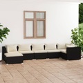 vidaXL, vidaXL 7-tlg. Garten-Lounge-Set mit Kissen Poly Rattan Schwarz