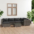 vidaXL, vidaXL 7-tlg. Garten-Lounge-Set mit Kissen Poly Rattan Grau