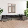 vidaXL, vidaXL 7-tlg. Garten-Lounge-Set mit Kissen Poly Rattan Grau