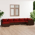 vidaXL, vidaXL 7-tlg. Garten-Lounge-Set mit Kissen Poly Rattan Braun