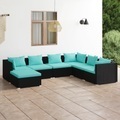 vidaXL, vidaXL 7-tlg. Garten-Lounge-Set mit Kissen Poly Rattan Schwarz