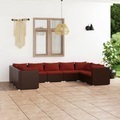 vidaXL, vidaXL 9-tlg. Garten-Lounge-Set mit Kissen Poly Rattan Braun