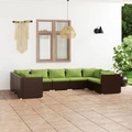 vidaXL, vidaXL 9-tlg. Garten-Lounge-Set mit Kissen Poly Rattan Braun