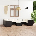 vidaXL, vidaXL 10-tlg. Garten-Lounge-Set mit Kissen Poly Rattan Schwarz