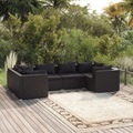 vidaXL, vidaXL 6-tlg. Garten-Lounge-Set mit Kissen Poly Rattan Schwarz