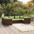vidaXL, vidaXL 6-tlg. Garten-Lounge-Set mit Kissen Poly Rattan Braun