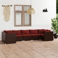 vidaXL, vidaXL 7-tlg. Garten-Lounge-Set mit Kissen Poly Rattan Braun
