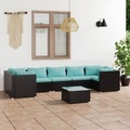 vidaXL, vidaXL 8-tlg. Garten-Lounge-Set mit Kissen Poly Rattan Schwarz