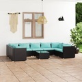 vidaXL, vidaXL 10-tlg. Garten-Lounge-Set mit Kissen Poly Rattan Schwarz