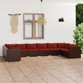 vidaXL, vidaXL 10-tlg. Garten-Lounge-Set mit Kissen Poly Rattan Braun