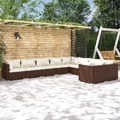 vidaXL, vidaXL 9-tlg. Garten-Lounge-Set mit Kissen Poly Rattan Braun