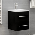 vidaXL, vidaXL Waschbeckenunterschrank mit Einbaubecken Schwarz Holzwerkstoff