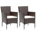 vidaXL, vidaXL Garten-Essstühle 2 Stk. Poly Rattan Braun