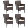 vidaXL, vidaXL Garten-Essstühle 4 Stk. Poly-Rattan Braun