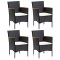 vidaXL, vidaXL Garten-Essstühle 4 Stk. Poly Rattan Schwarz