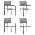 vidaXL, vidaXL Garten-Essstühle 4 Stk. Stapelbar Grau Polyrattan