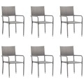 vidaXL, vidaXL Garten-Essstühle 6 Stk. Stapelbar Grau Polyrattan