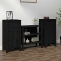 vidaXL, vidaXL Sideboards 2 Stk. Schwarz 40x35x80 cm Massivholz Kiefer