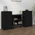 vidaXL, vidaXL Sideboards 2 Stk. Schwarz 40x35x80 cm Massivholz Kiefer
