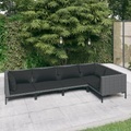 vidaXL, vidaXL 5-tlg. Garten-Lounge-Set mit Auflagen Poly Rattan Dunkelgrau