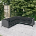 vidaXL, vidaXL 5-tlg. Garten-Lounge-Set mit Auflagen Poly Rattan Dunkelgrau