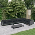 vidaXL, vidaXL 8-tlg. Garten-Lounge-Set mit Auflagen Poly Rattan Dunkelgrau