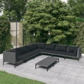 vidaXL, vidaXL 8-tlg. Garten-Lounge-Set mit Auflagen Poly Rattan Dunkelgrau