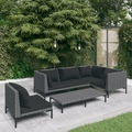 vidaXL, vidaXL 6-tlg. Garten-Lounge-Set mit Auflagen Poly Rattan Dunkelgrau