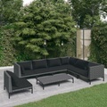 vidaXL, vidaXL 8-tlg. Garten-Lounge-Set mit Auflagen Poly Rattan Dunkelgrau