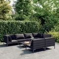 vidaXL, vidaXL 8-tlg. Garten-Lounge-Set mit Kissen Poly Rattan Dunkelgrau